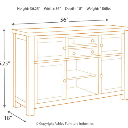 Moriville - Grayish Brown - Dining Room Server Ashley Furniture 