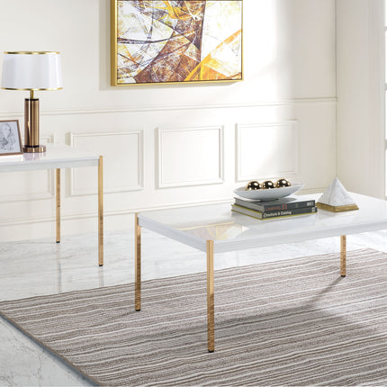 Otrac - Coffee Table - White & Gold Finish ACME 