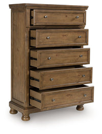 Feddinger - Medium Brown - Five Drawer Chest - Tony's Home Furnishings