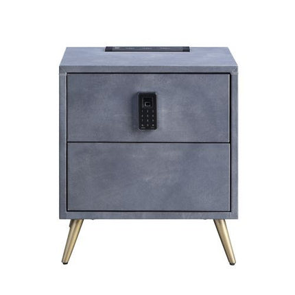 Doris - Nightstand - Gray Top Grain Leather ACME 