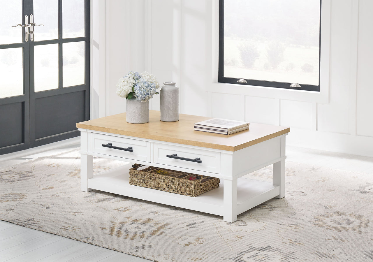 Ashbryn - White / Natural - Rectangular Cocktail Table - Tony's Home Furnishings