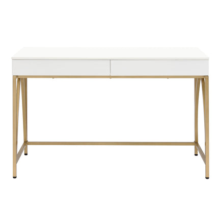 Lightmane - Vanity Desk - White High Gloss & Gold Finish ACME 