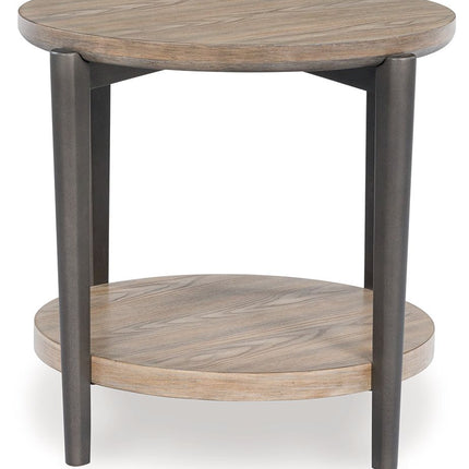 Dyonton - Light Grayish Brown - Round End Table Signature Design by Ashley® 