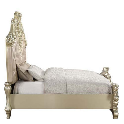 Vatican - Eastern King Bed - PU Leather, Light Gold & Champagne Silver Finish ACME 