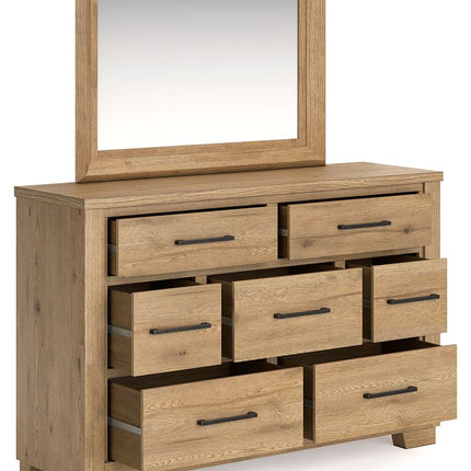 Galliden - Light Brown - Dresser And Mirror Signature Design by Ashley® 