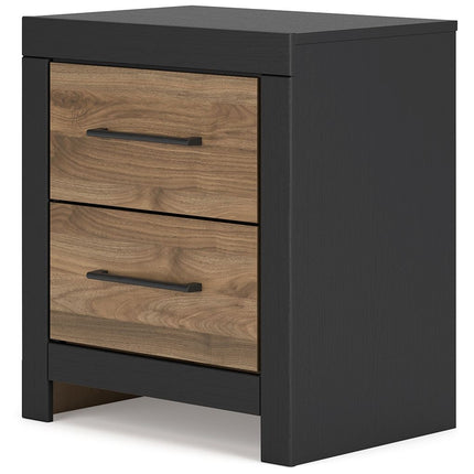 Vertani - Black / Honey Brown - Two Drawer Night Stand Signature Design by Ashley® 