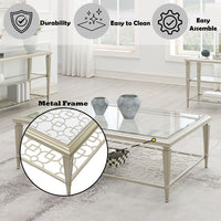 Zaba - Coffee Table - Glass Top & Silver ACME 