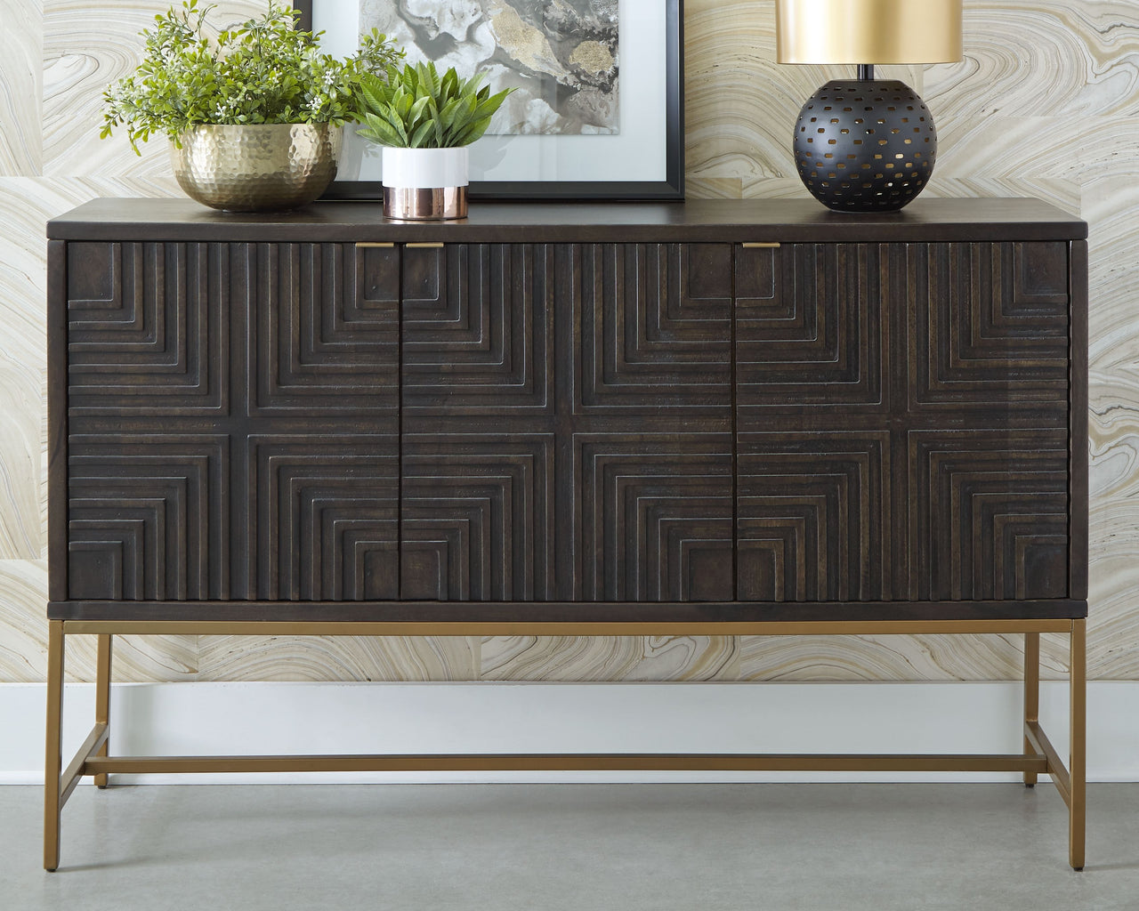 Elinmore - Brown / Gold Finish - Accent Cabinet - Tony's Home Furnishings
