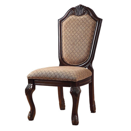 Chateau De Ville - Side Chair (Set of 2) - Fabric & Espresso Finish ACME 