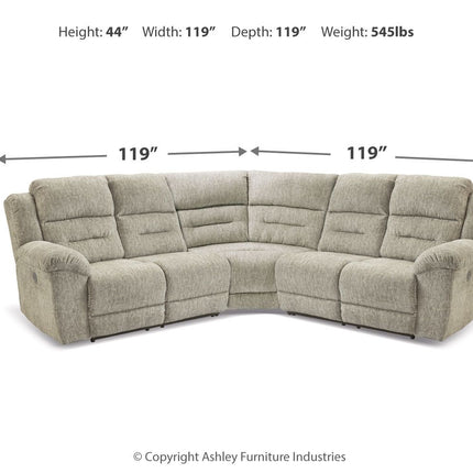 Family Den - Pewter - 3-Piece Power Reclining Sectional With 2 Loveseats - Tony's Home Furnishings