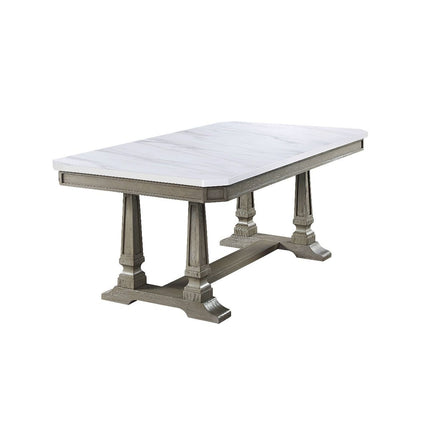 Zumala - Dining Table - Marble & Weathered Oak Finish ACME 