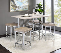 Raine - Counter Height Table - Antique White & Chrome Finish - Tony's Home Furnishings