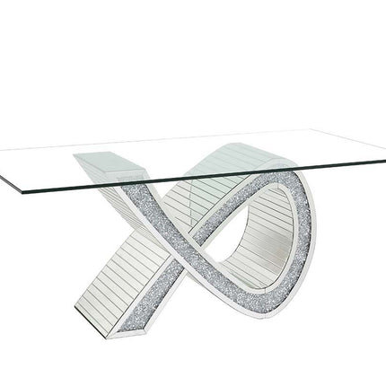 Noralie - Dining Table - Mirrored & Faux Diamonds - Glass ACME 