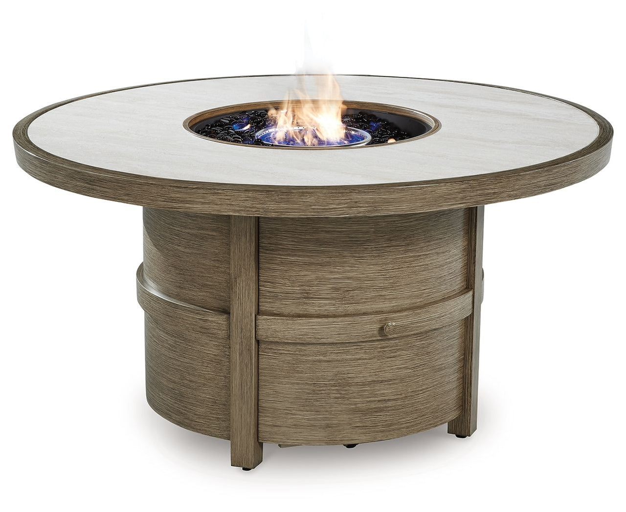 Rainier Ranch - Beige - Round Fire Pit Table Signature Design by Ashley® 