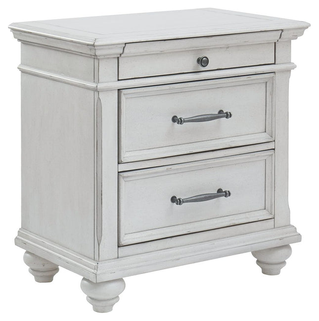 Kanwyn - Whitewash - Three Drawer Night Stand Ashley Furniture 