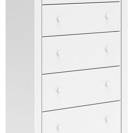 Mollviney - White - Five Drawer Chest - Tony's Home Furnishings