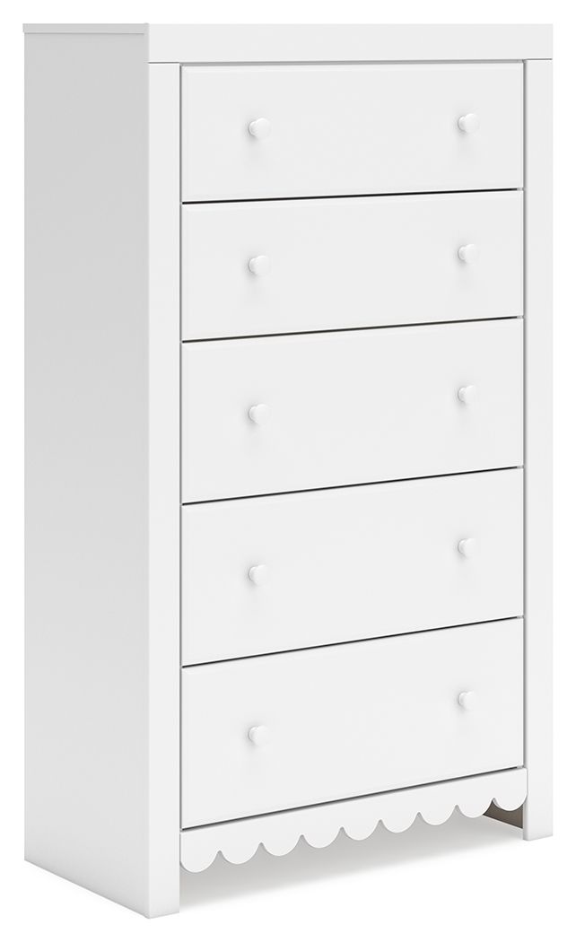 Mollviney - White - Five Drawer Chest - Tony's Home Furnishings