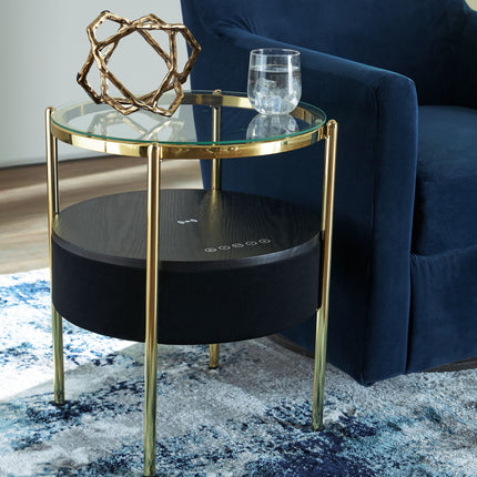 Nedman - Black / Gold Finish - Accent Table With Speaker Signature Design by Ashley® 