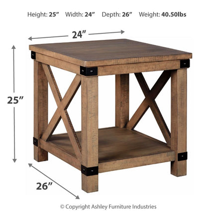 Aldwin - Gray - Rectangular End Table - Crossbuck Styling Ashley Furniture 