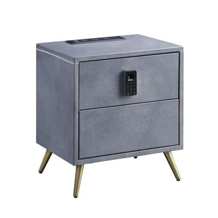 Doris - Nightstand - Gray Top Grain Leather ACME 