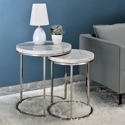 Zaidee - Nesting Table Set - Nickel - Tony's Home Furnishings