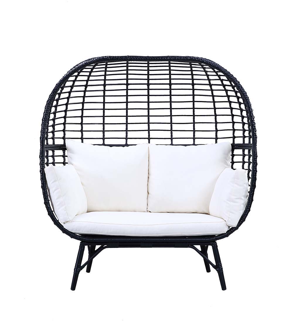 Penelope - Patio Lounge Chair - Cream Fabric & Black Finish ACME 