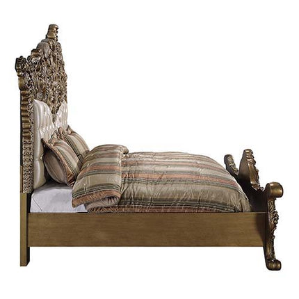 Constantine - Eastern King Bed - PU Leather, Light Gold, Brown & Gold Finish ACME 