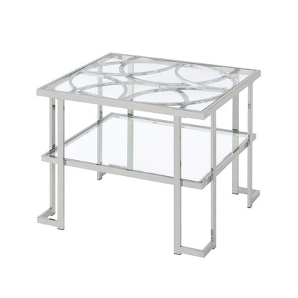 Kalan - End Table - Glass & Silver - Tony's Home Furnishings