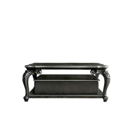 House - Delphine - Coffee Table - Clear Glass & Charcoal Finish ACME 