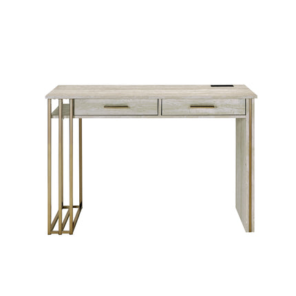 Tyeid - Vanity Desk - Antique White & Gold Finish ACME 