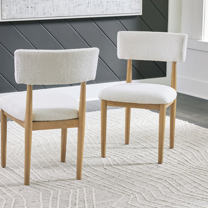 Sawdyn - White / Light Brown - Dining Upholstered Side Chair (Set of 2) Signature Design by Ashley® 