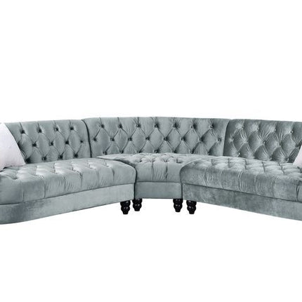 Qulan - Sectional Sofa - Light Blue Velvet ACME 