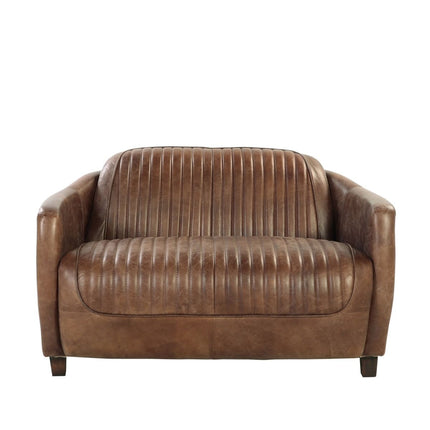 Brancaster - Loveseat - Retro Brown Top Grain Leather & Aluminum ACME 