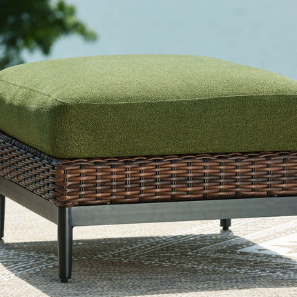 Horizon Hall - Brown / Green - Ottoman With Cushion Signature Design by Ashley® 