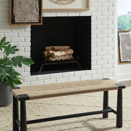 Acerman - Black / Natural - Accent Bench Signature Design by Ashley® 