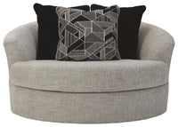 Thumbnail for Megginson - Storm - Oversized Round Swivel Chair - Tony's Home Furnishings