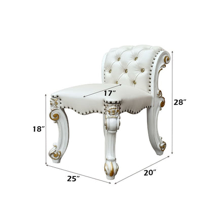 Vendome - Vanity Stool - Beige PU & Antique Silver Finish ACME 