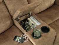 Thumbnail for Huddle-up - Nutmeg - Glider Rec Loveseat W/Console - Tony's Home Furnishings