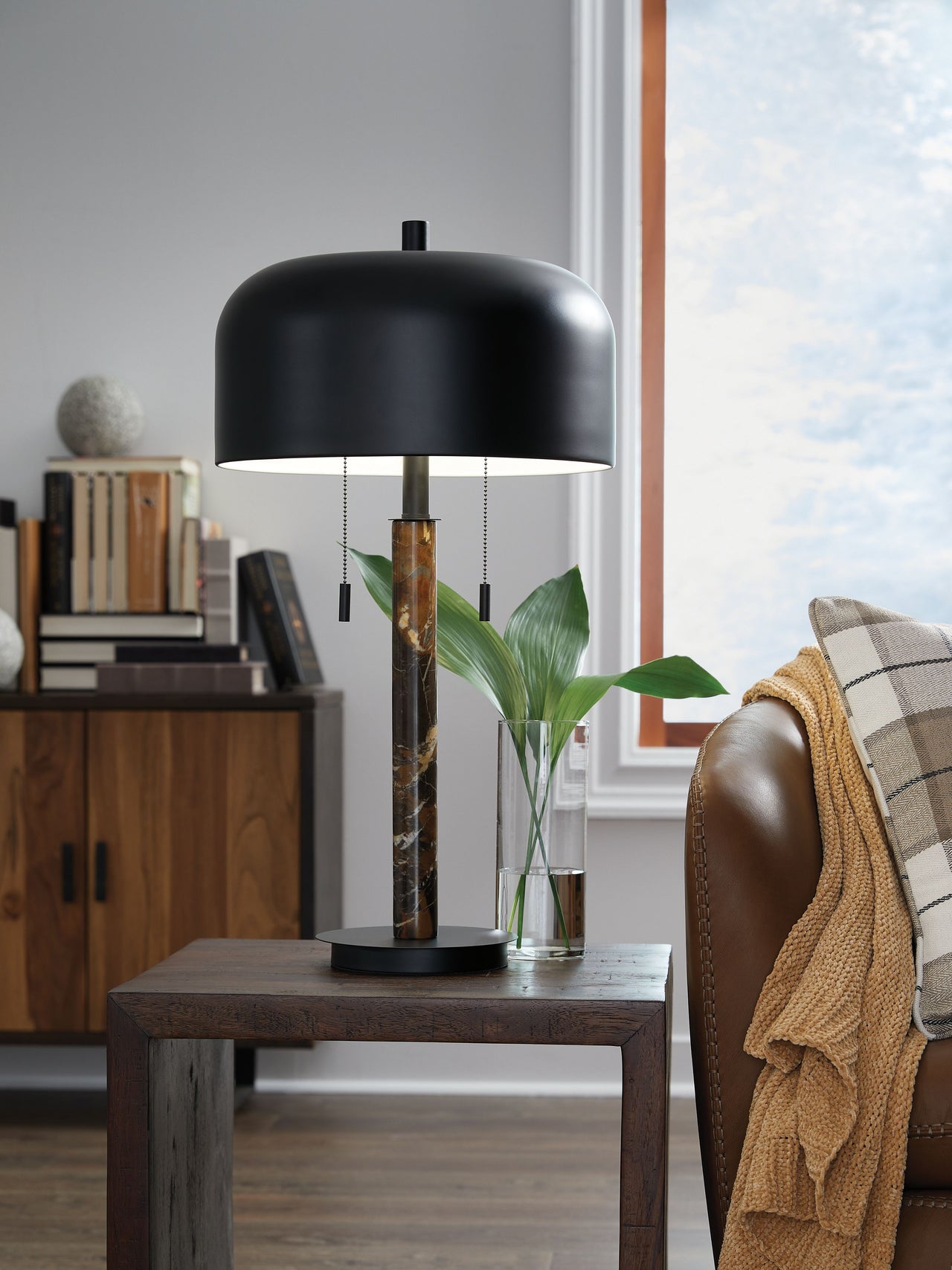 Alanbert - Brown / Black - Metal Table Lamp - Tony's Home Furnishings