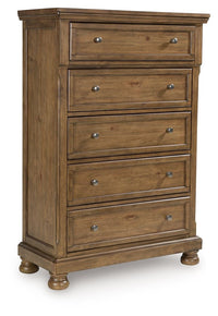 Feddinger - Medium Brown - Five Drawer Chest - Tony's Home Furnishings