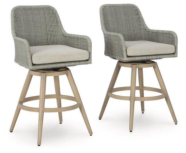 Seton Creek - Beige / Gray - Barstool With Cushion (Set of 2) Signature Design by Ashley® 