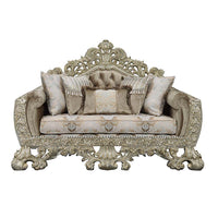 Sorina - Loveseat - Velvet, Fabric & Antique Gold Finish ACME 