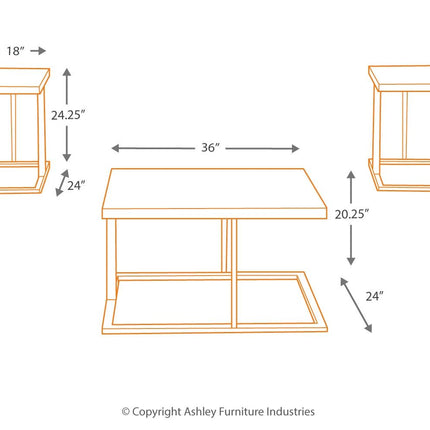 Airdon - Bronze Finish - Occasional Table Set (Set of 3) Ashley Furniture 