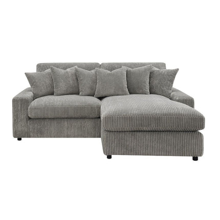 Tavia - Reversible Sectional Sofa With 6 Pillows - Gray Corduroy ACME 