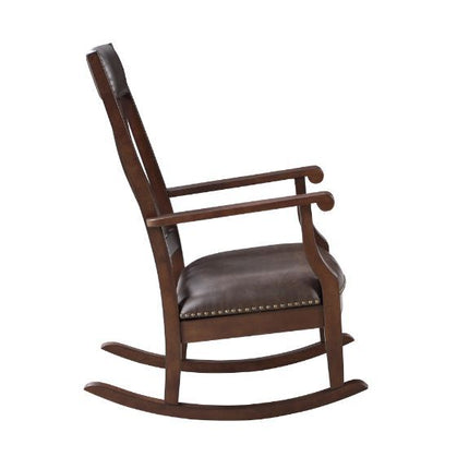 Raina - Rocking Chair - Brown PU & Walnut Finish ACME 