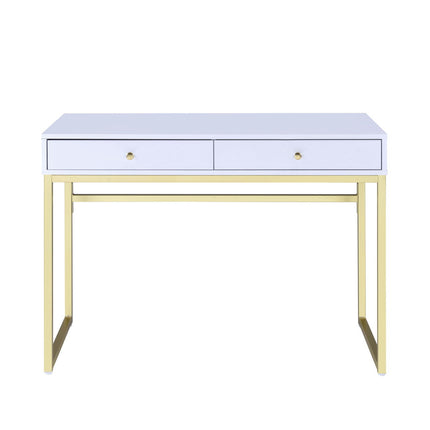 Coleen - Vanity Desk - White & Brass Finish ACME 