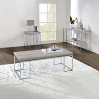 Chafik - Accent Table - Natural Oak & Chrome ACME 