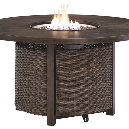 Paradise - Medium Brown - Round Fire Pit Table Ashley Furniture 