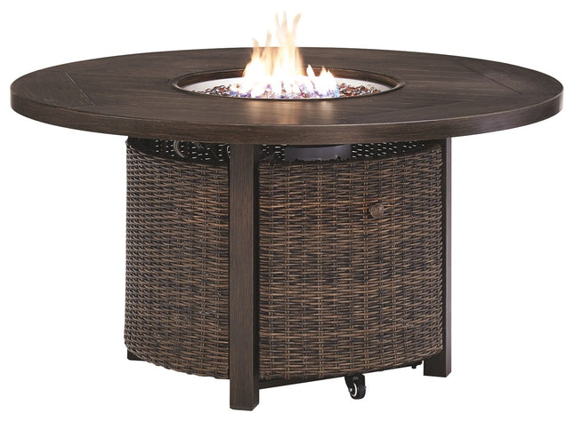 Paradise - Medium Brown - Round Fire Pit Table Ashley Furniture 