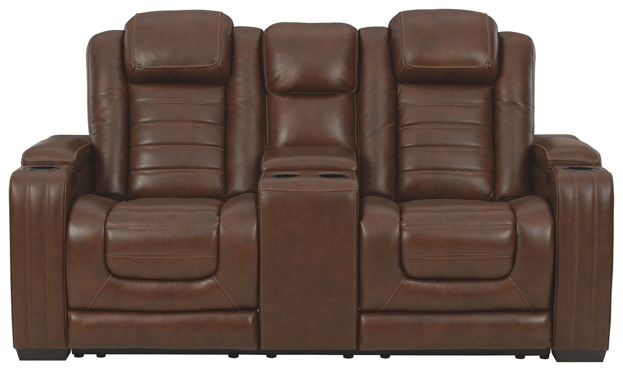 Backtrack - Chocolate - Pwr Rec Loveseat/Con/Adj Hdrst - Tony's Home Furnishings